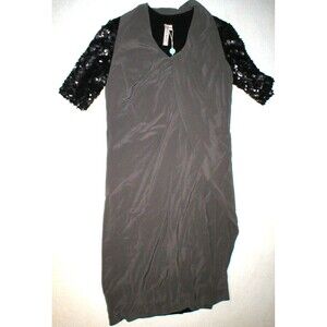New Womens 4 NWT Designer Antonio Marras Italy Dress 40 Silk Sequins Black Gray